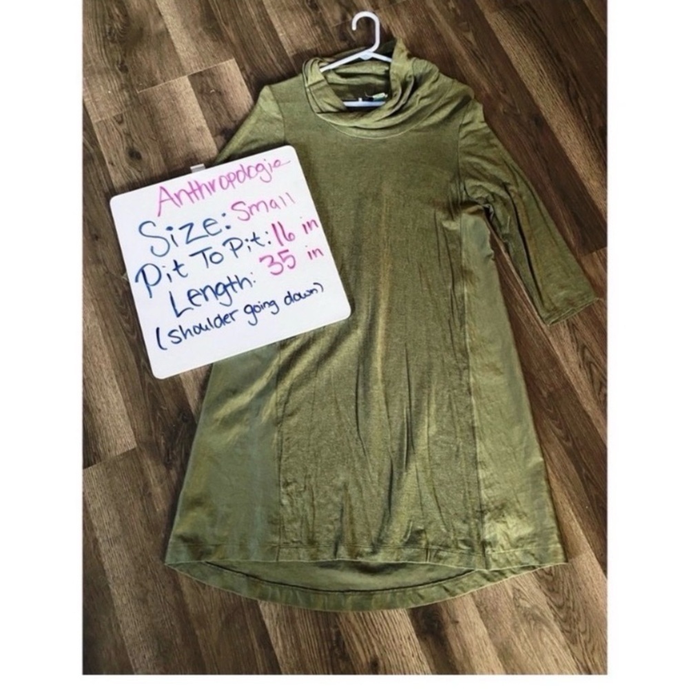 ANTHROPOLOGIE Olive Cowl Mini Sweater Dress - Picture 7 of 7